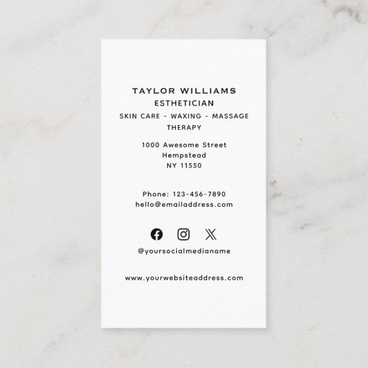 エステティシャンスキンカーズハンズスターズおもしろいソーシャルメディア 名刺 (裏面)