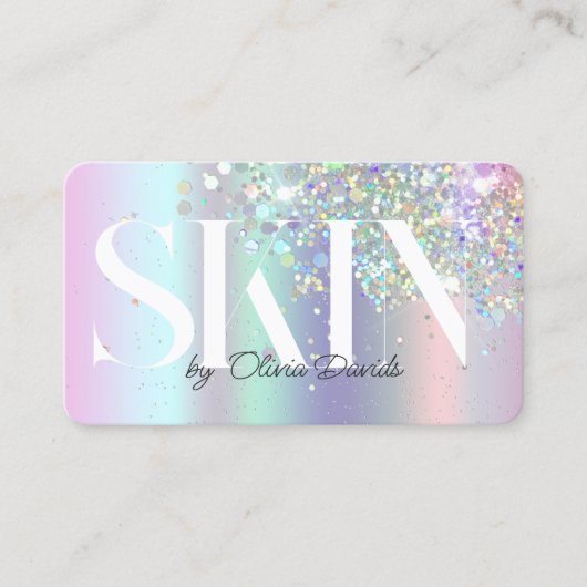 エステティシャンスキンケアサロンホログラフィックグリッター コーリングカード (正面)