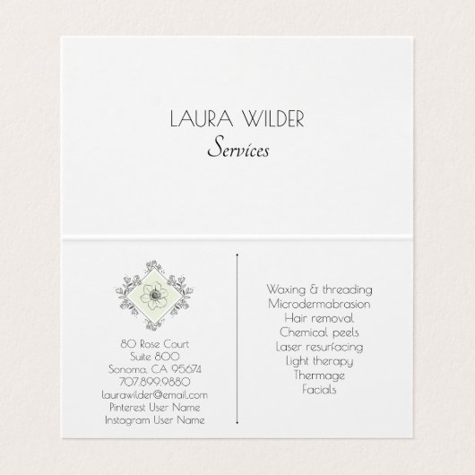 エステティシャンスキンケアフローラロゴ 名刺 (内部フラット)