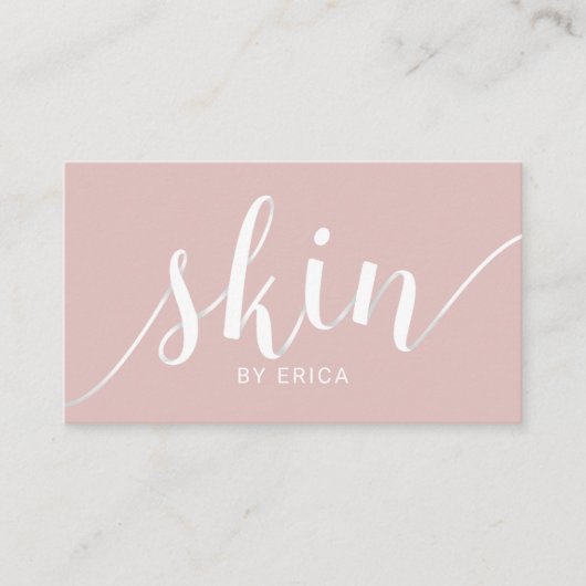 エステティシャンスキンケア赤面ピンクタイポグラフィスパ ロイヤリティカード (正面)