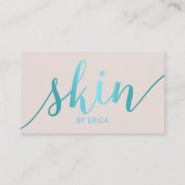 エステティシャンターコイズスクリプトスキンケアサロンスパ 名刺 (正面)