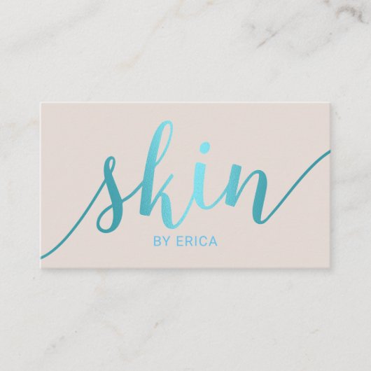 エステティシャンターコイズスクリプトスキンケアサロンスパ 名刺 (正面)