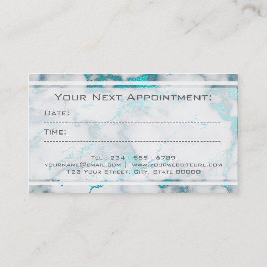 エステティシャンティール（緑がかった色）マーブル 予約カード (裏面)