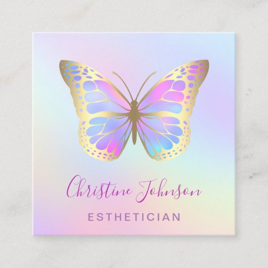 エステティシャンパステルカラー蝶 スクエア名刺 (正面)