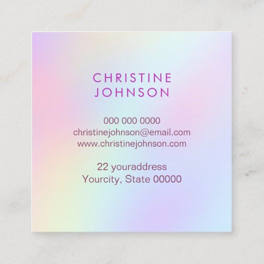 エステティシャンパステルカラー蝶 スクエア名刺 (裏面)