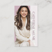 エステティシャンビューティシアンピンクQRコード&写真 名刺 (正面)