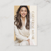 エステティシャンビューティシアンベージュQRコード&写真 名刺 (正面)