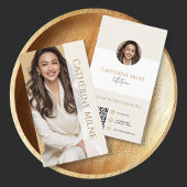 エステティシャンビューティシアンベージュQRコード&写真 名刺