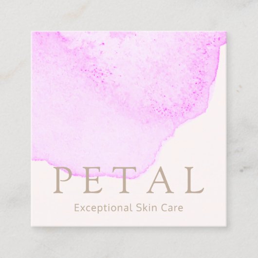 エステティシャンピンクウォーターカラーフローラ花 スクエア名刺 (正面)