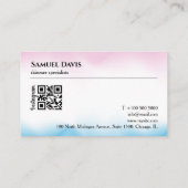 エステティシャンピンクホログラフィック虹色Qrコード 名刺 (裏面)