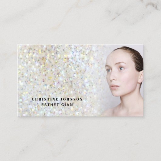 エステティシャンフェイクグリッターテクスチャ名刺 名刺 (正面)
