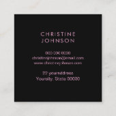 エステティシャンフェイクグリッター蝶デザイン スクエア名刺 (裏面)