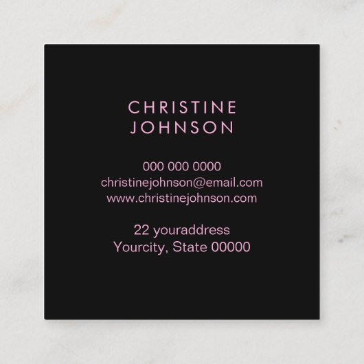 エステティシャンフェイクグリッター蝶デザイン スクエア名刺 (裏面)