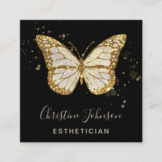 エステティシャンフェイクグリッター スクエア名刺 (正面)