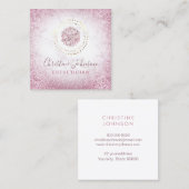 エステティシャンフェイクピンクグリッターダリア スクエア名刺 (正面/裏面)