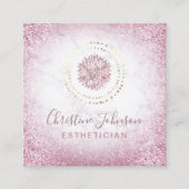 エステティシャンフェイクピンクグリッターダリア スクエア名刺 (正面)