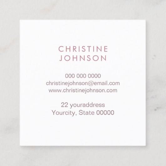 エステティシャンフェイクピンクグリッターダリア スクエア名刺 (裏面)