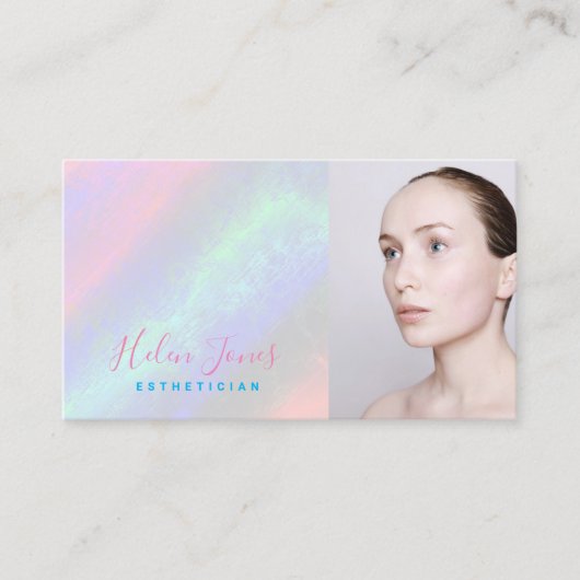 エステティシャンフェイク虹色パステル色 名刺 (正面)