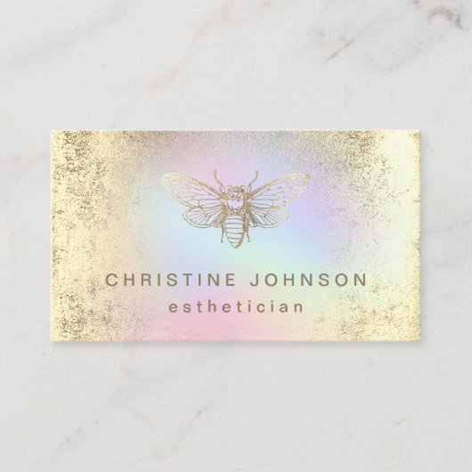 エステティシャンフェイク金ゴールドフォイルbeeロゴ 名刺 (正面)