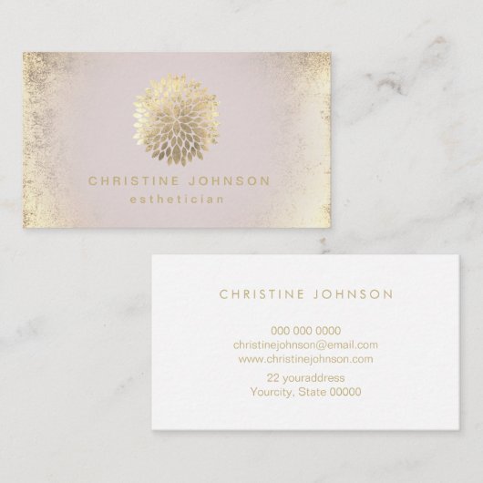 エステティシャンフェイク金ゴールド箔ダリアロゴ 名刺 (正面/裏面)
