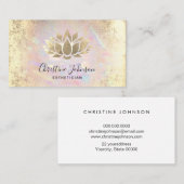 エステティシャンフェイク金ゴールド箔ロータスon opal texture 名刺 (正面/裏面)