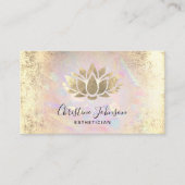 エステティシャンフェイク金ゴールド箔ロータスon opal texture 名刺 (正面)