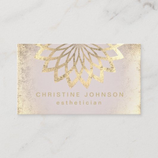 エステティシャンフェイク金ゴールド箔ロータロゴ 名刺 (正面)