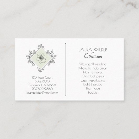 エステティシャンフローラロゴ 名刺 (裏面)