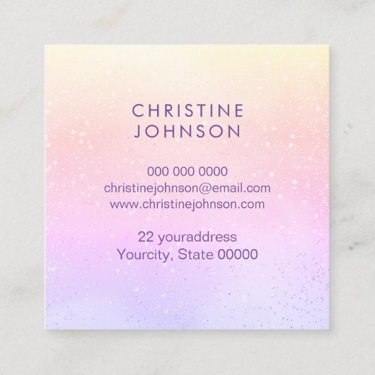 エステティシャンフローラ紫色のピンク色の正方形 スクエア名刺 (裏面)