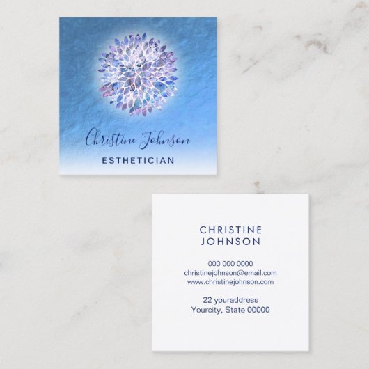 エステティシャンブルーダリアデコール スクエア名刺 (正面/裏面)