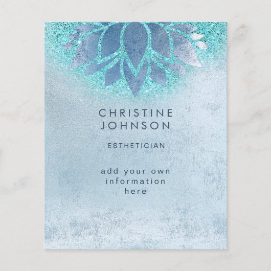 エステティシャンブルーティール(緑がかった色)フェイクグリッター チラシ (正面)