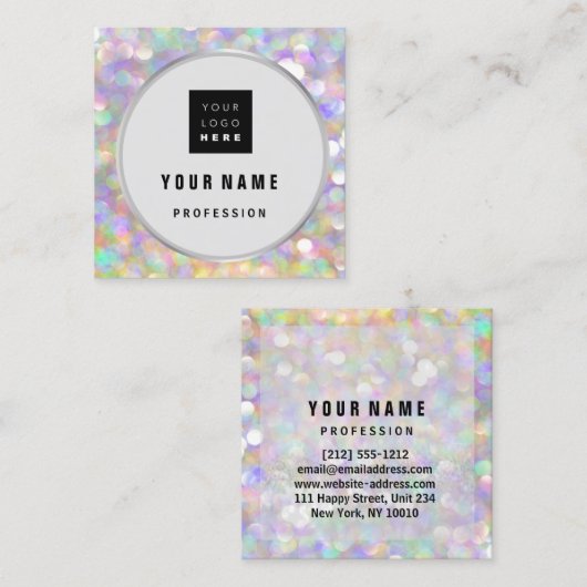 エステティシャンホログラフメイクアップアーティストロゴ スクエア名刺 (正面/裏面)