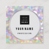 エステティシャンホログラフメイクアップアーティストロゴ スクエア名刺 (正面)