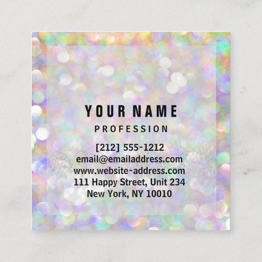 エステティシャンホログラフメイクアップアーティストロゴ スクエア名刺 (裏面)