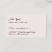 エステティシャンボー美しいカスタム写真 名刺 (裏面)