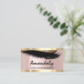 エステティシャンメイクアップまつげピンクアポイントメントカード 名刺 (スタンド正面)