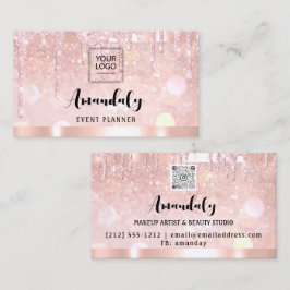 エステティシャンラッシュ爪、 ネイルヘアQRコードロゴバラドリップ 名刺