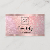 エステティシャンラッシュ爪、 ネイルヘアQRコードロゴバラピンク 名刺 (正面)