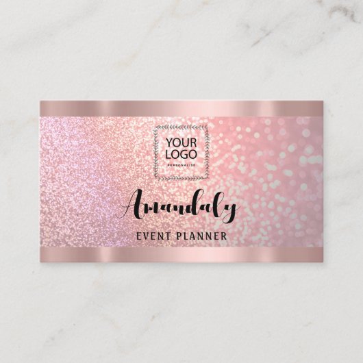 エステティシャンラッシュ爪、 ネイルヘアQRコードロゴバラピンク 名刺 (正面)