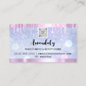 エステティシャンラッシュ爪、 ネイルヘアQRコードロゴピンクブルー 名刺 (裏面)