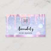 エステティシャンラッシュ爪、 ネイルヘアQRコードロゴピンクブルー 名刺 (正面)