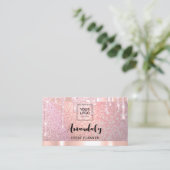 エステティシャンラッシュ爪、 ネイルヘアQRCodeロゴバラピンク 名刺 (スタンド正面)