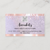 エステティシャンラッシュ爪、 ネイルヘアQRCodeロゴパープルローズ 名刺 (裏面)