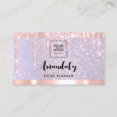 エステティシャンラッシュ爪、 ネイルヘアQRCodeロゴパープルローズ 名刺 (正面)