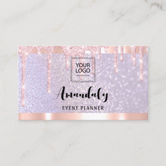 エステティシャンラッシュ爪、 ネイルヘアQRCodeロゴパープルローズ 名刺 (正面)