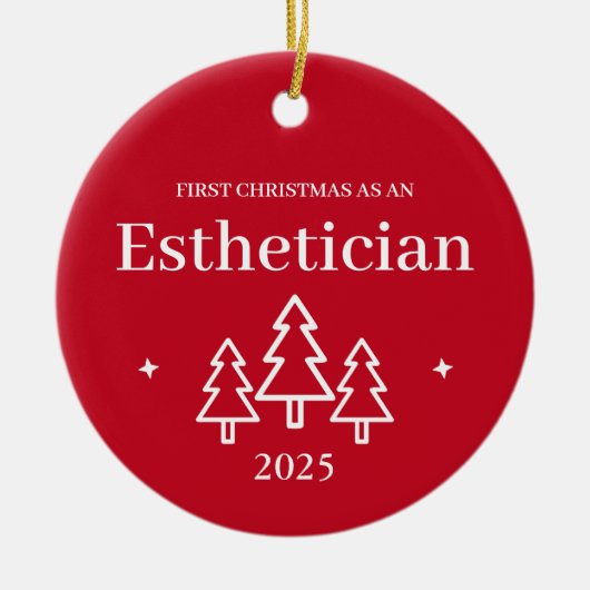 エステティシャンレッドクリスマスオーナメント セラミックオーナメント (正面)