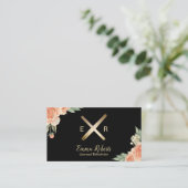 エステティシャンワックススティック&トゥイザーのロゴクラスリーフローラ 名刺 (スタンド正面)