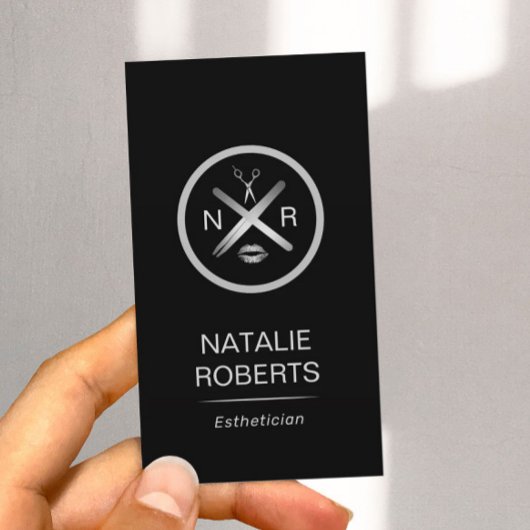 エステティシャンワックススティック&トゥイザーのロゴ美しいサロン 名刺