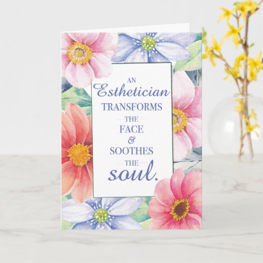 エステティシャンワードアート引用文と大水彩 カード (黄色い花)