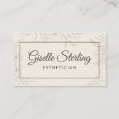 エステティシャン中立アイボリーフローラスエレガントクリプト 名刺 (正面)